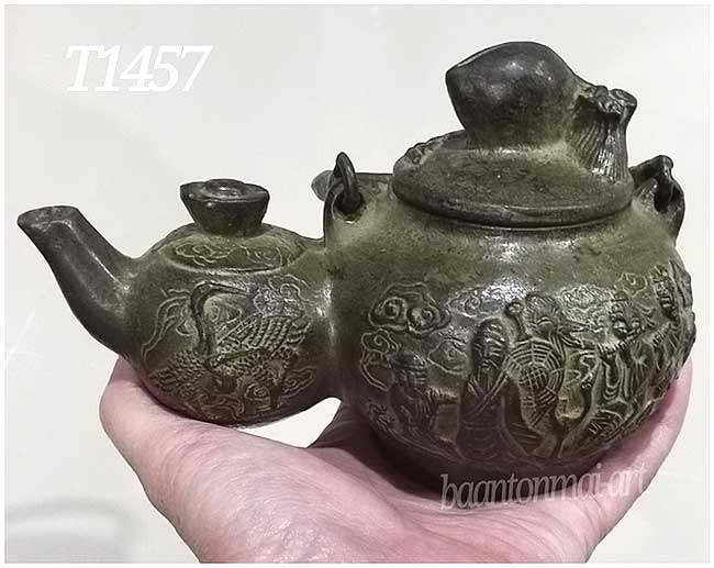 *กาทองเหลือง งานสะสม ลายแปดเซียน ทรงน้ำเต้ามงคล*