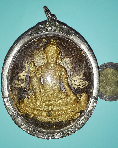 ท้าวจตุคามวัดนางตราเนื้อไม้ตะเคียนปิดทองเลี่ยมเงิน ปี48 นครศรีธรรมราช