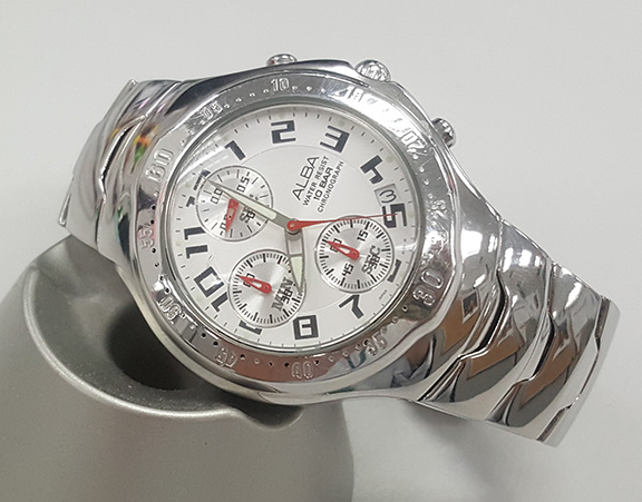 นาฬิกา ALBA ของแท้ โครโนกราฟ หน้าขาว เข็มสปอร์ตโครโนแดง ดีไซน์สายสวยมาก 