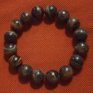 สร้อยข้อมือหินแท้ "ไทเกอร์อาย" ขนาด 12 มิล (#139)