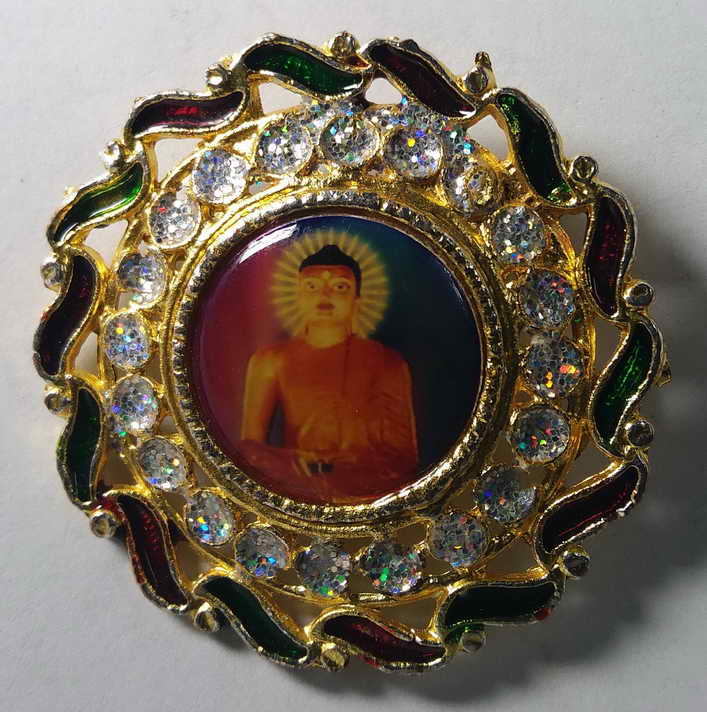 30 บาท ล็อกเก็ตฝังเพชรกะไหล่ทองลงยา หลวงพ่อพระพุทธเมตตา  box green