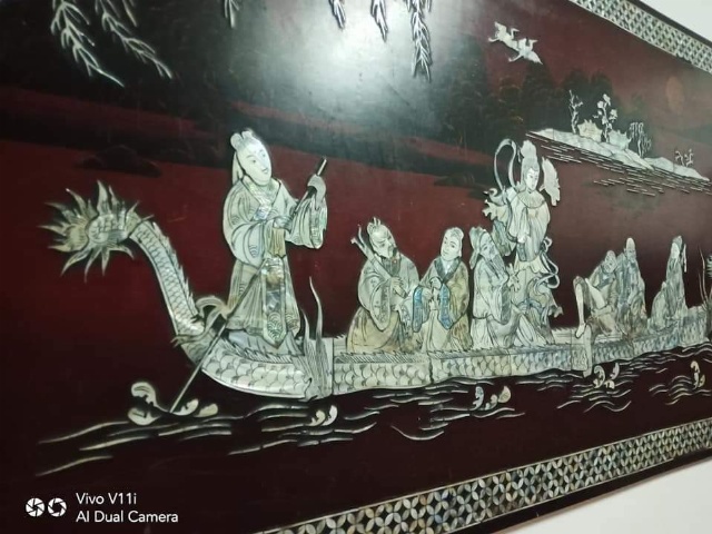 ภาพแปดเซียนล่องเรือ (งานฝังมุข)