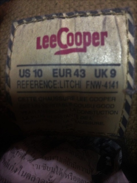 รองเท้า lee cooper เบอร์ 43 ยาว 27.5