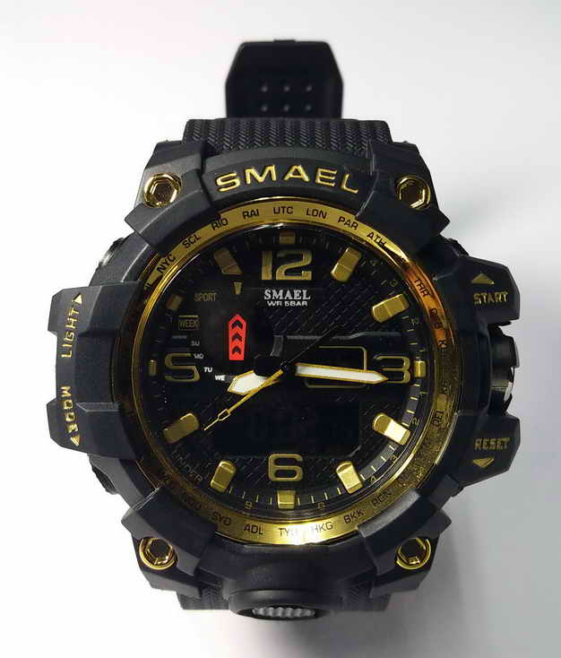 300 บาท นาฬิกา SMAEL 1545 ของแท้ กีฬาผู้ชายนาฬิกา จอแสดงผลแบบผสมผสาน dual เข็ม + อนาล็อก ดิจิตอล