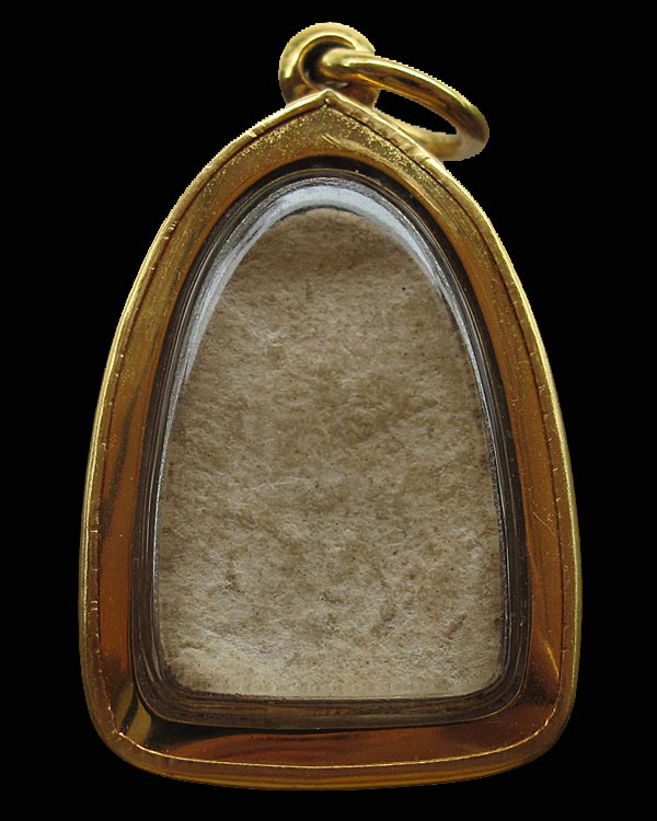 พระกรุ วัดเงินคลองเตย กทม พิมพ์เล็บมือสมาธิฐานสามชั้น เลี่ยมทอง