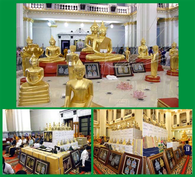 เหรียญฉลุ ๓ชิ้น พระพุทธโสธร รุ่นเจริญพร เนื้อบรอนซ์แก่ทองคำองค์เงินลงยาพิมพ์ใหญ่ สีม... เคาะเดียวแดง