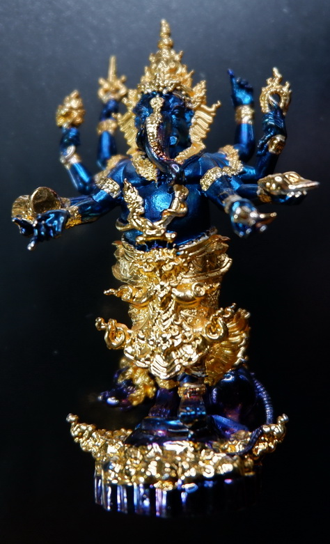 รูปหล่อพระพิฆเณศวร เนื้อบรอนซ์พราวฟ้า ชุบทองคำบางส่วน รุ่น แรงศรัทธา ขนาดสูง 4.7 ซม. สวยครับ