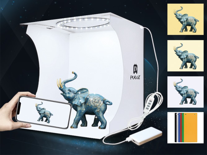 photo Light Box กล่องถ่ายภาพ พระเครื่อง และสินค้าอื่นๆ แผงไฟ LED แบบวงกลม 72 ดวงปรับแสงได้ (เคาะเดี