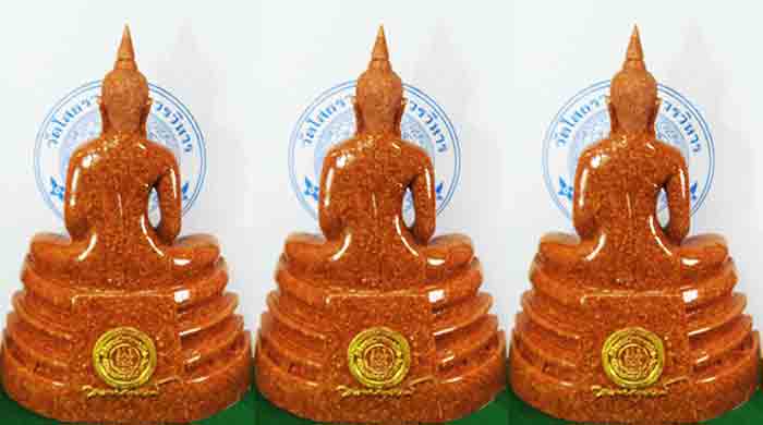 ***ยกชุด 3 องค์***พระบูชา พระพุทธโสธร เนื้อกระเบื้องหลังคาโบถส์ ใต้ฐานปั๊มยันต์พร้อมกล่องตราวัดบรรจุ