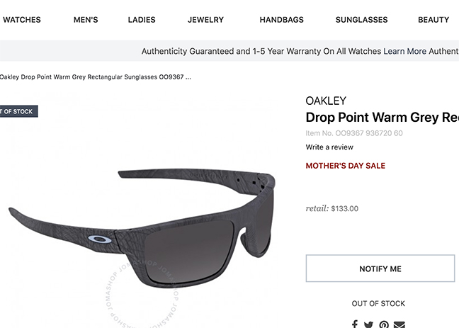 แว่นตา oakley DROP POINT ของแท้ ของใหม่ จาก USA