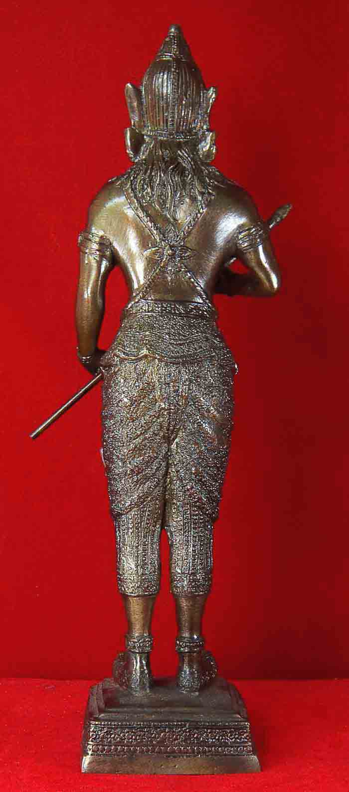 พระวิษณุกรรม เทพผู้สร้าง บรมครูแห่งช่างทั้งปวง เนื้อทองเหลืองรมมันปู ขนาด สูง 12 นิ้ว ฐานกว้าง 3 นิ้