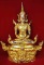พระพุทธรูปบูชาปางสมาธิทรงเครื่องพระมหาจักรพรรดิ์ ฐานด้านหลังล้อมพญานาคราช ฐานด้านหน้าประทับบนองค์พระ