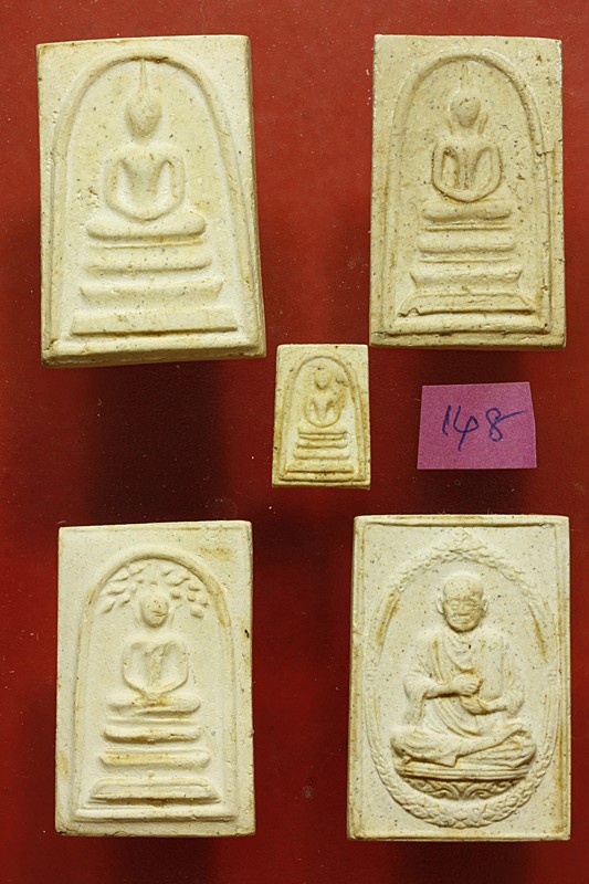 พระสมเด็จ 118 ปี วัดระฆัง ครบชุด 5 องค์ ตรายางชัด คัดสวย พร้อมกล่องเดิมและกล่องกระดาษ ชุด 148