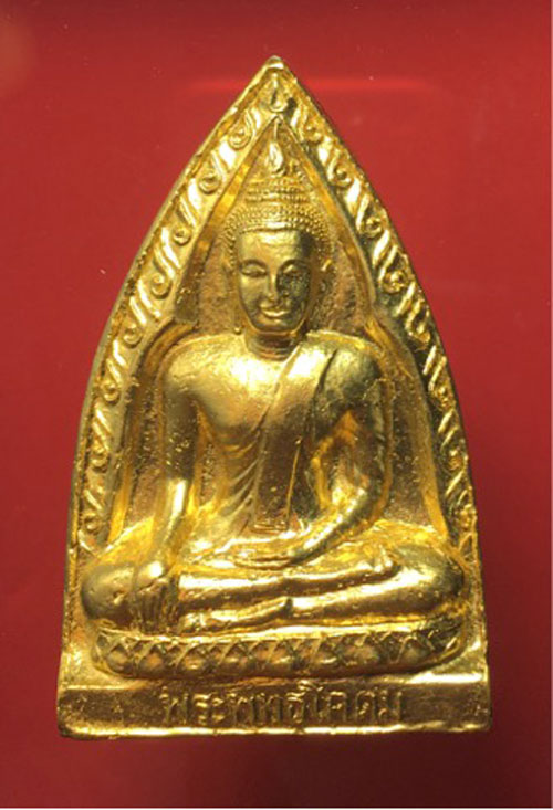 พร้อมใบประกาศนียบัตร พระพุทธโคดม เนื้อดิน (ปิดทองแท้) หลวงพ่อขอม วัดไผ่โรงวัว (วัดโพธาราม)จ.สุพรรณบุ