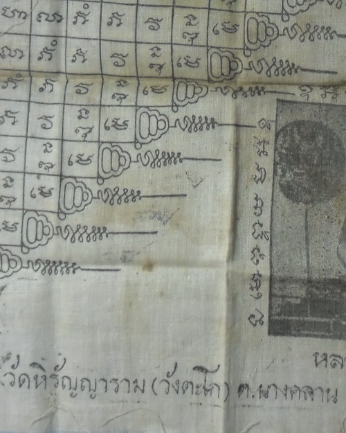 ผ้ายันต์หลวงพ่อเงิน วัดหิรัญญาราม(วัดวังตะโก หรือ วัดบางคลาน) ต.บางคลาน อ.โพทะเล จ.พิจิตร กรอบ8x10"