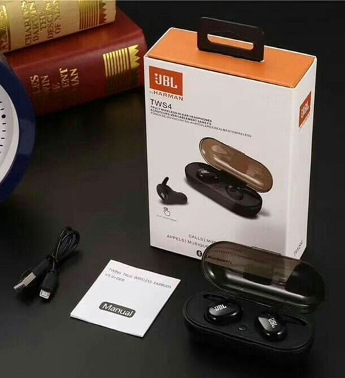 หูฟัง TWS ไร้สาย JBL TWS-4 สีดำ ของใหม่ เป็นทั้งหูฟังกีฬา หูฟังออกกำลังกาย และหูฟังใช้งานประจำวัน