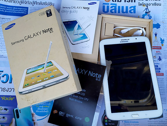 Samsung Galaxy NOTE 8.0 สีขาว ของแท้ 16GB ใช้ดี จอสีสวย WIFI อย่างเดียว พร้อมกล่อง,คู่มือ,สายชาร์จ