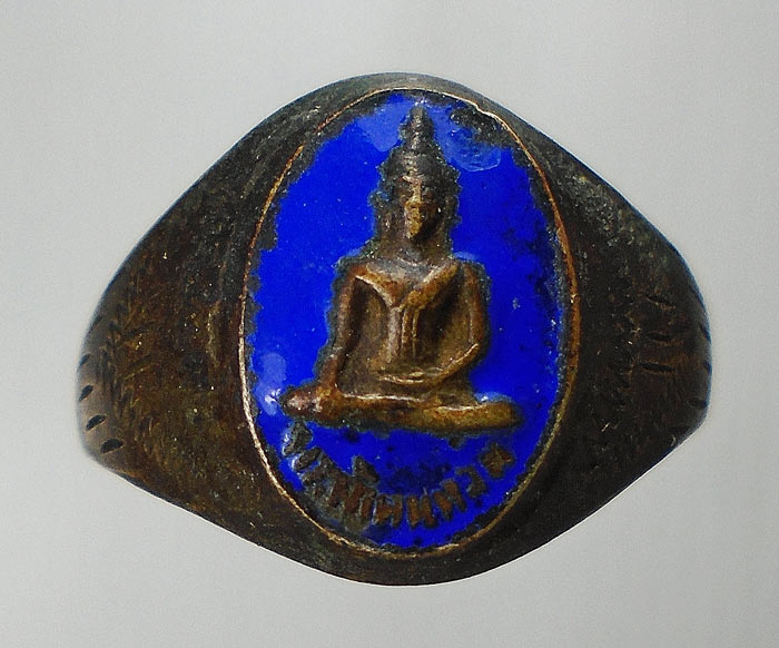 20บาท...แหวนเก่าพระเจ้าตนหลวง จ.พะเยา เนื้ออัลปาก้า ลงยาสีน้ำเงิน ///E352