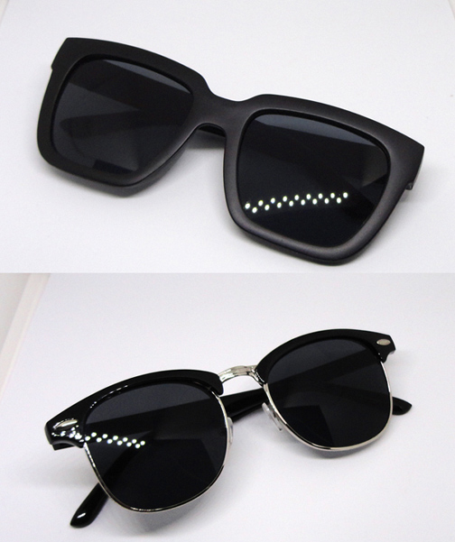 แว่นกันแดด RETRO SUNGLASS ของใหม่ สีเทาโทนดำ ดีไซน์สวย Black Lens / Black Body มาพร้อมกัน2แบบ2ดีไซน์