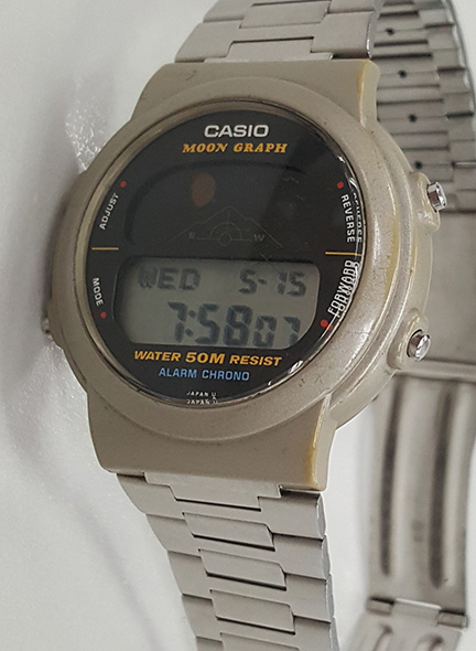 นาฬิกา CASIO MOON GRAPH ของแท้ แสดงกราฟพระจันทร์โคจรแต่ละช่วง เต็มดวง,ครึ่ง,เสี้ยว ตัว Rare items