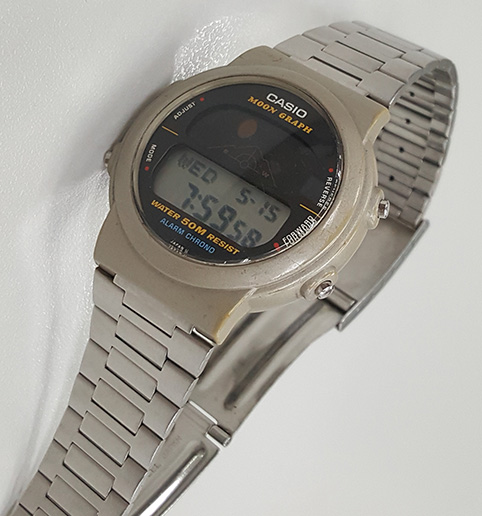 นาฬิกา CASIO MOON GRAPH ของแท้ แสดงกราฟพระจันทร์โคจรแต่ละช่วง เต็มดวง,ครึ่ง,เสี้ยว ตัว Rare items