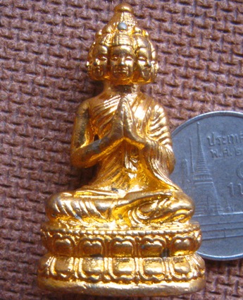 รูปหล่อพระเศรษฐีนวโกฏิ ลอยองค์ขนาดห้อยคอ วัดยานนาวา ปี2553เลข277เนื้อกะไหล่ทอง สร้าง๑,๙๙๙ องค์+กล่อง