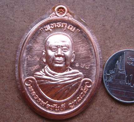 เหรียญหลวงปู่ขันตี วัดม่วงไข่ จ.เลย ปี2559 หมายเลข188 รุ่นพุทธคุณ เนื้อทองแดงผิวไฟ ไม่ตัดปีก