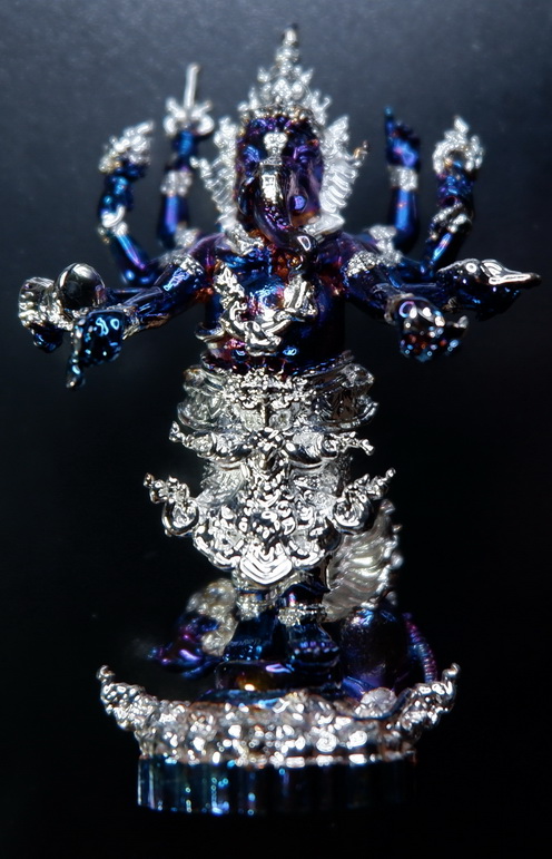 รูปหล่อพระพิฆเณศวร เนื้อบรอนซ์พราวฟ้า ชุบเงินบางส่วน รุ่น แรงศรัทธา ขนาดสูง 4.7 ซม. สวยครับ