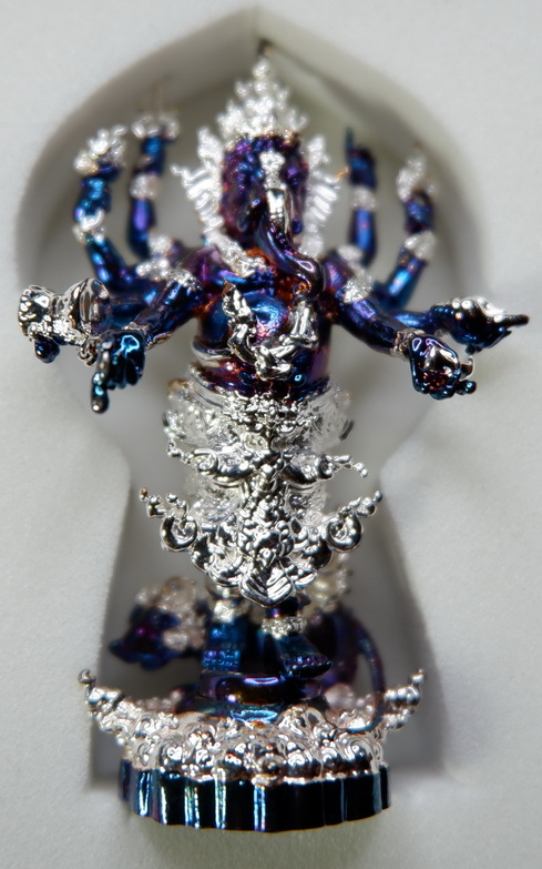 รูปหล่อพระพิฆเณศวร เนื้อบรอนซ์พราวฟ้า ชุบเงินบางส่วน รุ่น แรงศรัทธา ขนาดสูง 4.7 ซม. สวยครับ