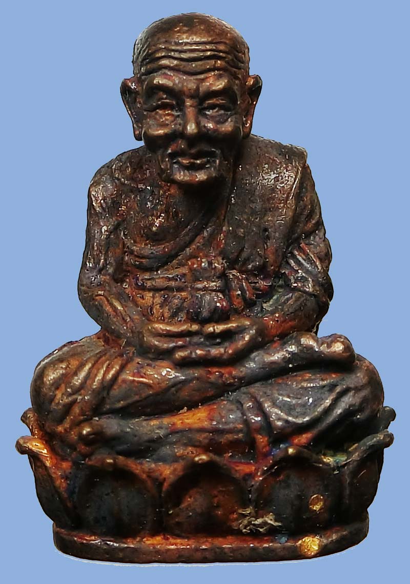 รูปหล่อเศรษฐีใหญ่หลวงปู่ทวด เนื้อทองแดงชนวนหล่อโบราณรุ่นแรก วัดเสมาเมือง หมายเลข 214 ปี 2552