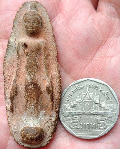 *พระร่วงยืนเปิดโลก เนื้อดินเผา กรุเตาทุเรียง สุโขทัย*