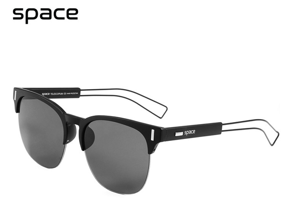 แว่นกันแดด Space แท้ ของใหม่ ดีไซน์โครงขาเหล็ก เลนส์ UV400 PROTECTION พร้อมซองและผ้าเช็ด