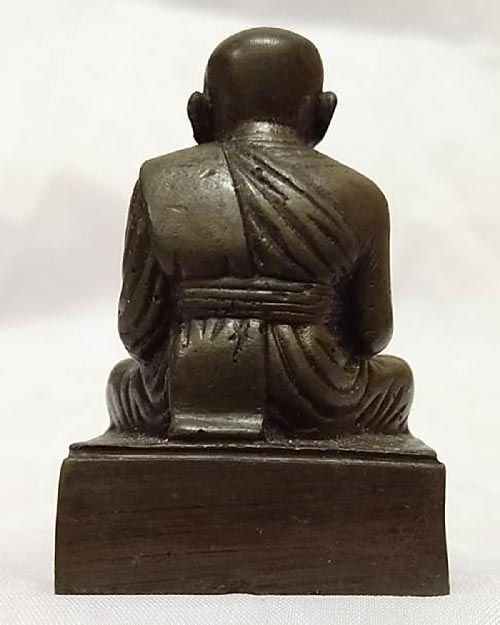 พระบูชาตั้งหน้ารถ หลวงปู่ทวด วัดช้างให้ หน้าตัก 1.5  นิ้ว เนื้อโลหะรมดำมันปู