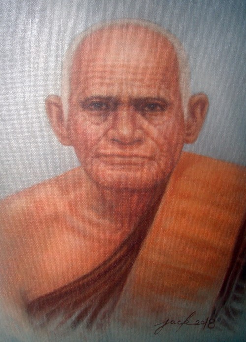หลวงพ่อเงิน วัดบางคลาน จังหวัดพิจิตร ภาพวาดสีน้ำมัน งานเพ้นท์บนเฟรมผ้าใบ canvas ขนาด 30 x 40 cm.