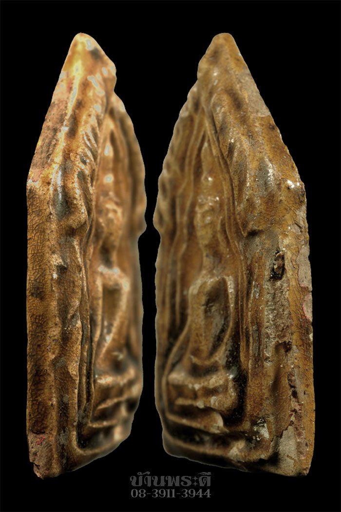 พระขุนแผนเคลือบ กรุวัดใหญ่ชัยมงคล พิมพ์แขนอ่อน จ.อยุธยา สวย มีหน้ามีตา