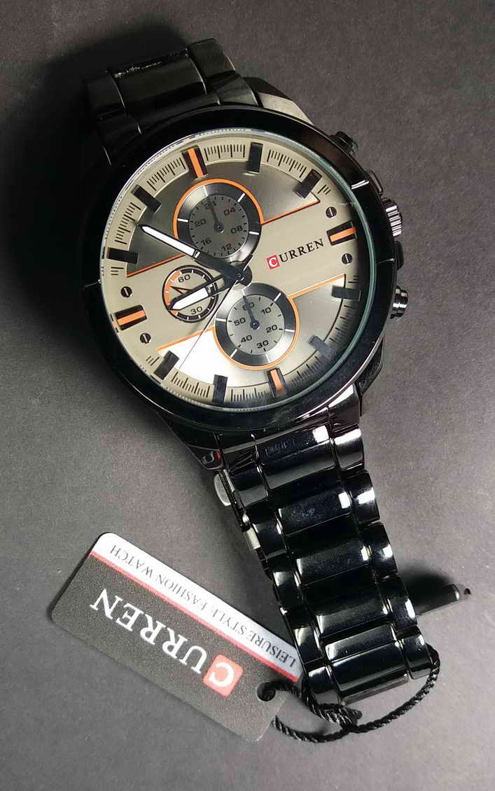 320   นาฬิกาควอทซ์ แฟชั่น  แบบเข็ม Curren   สแตนเลส  BLACK  STEEL เข็มชุบเงิน
