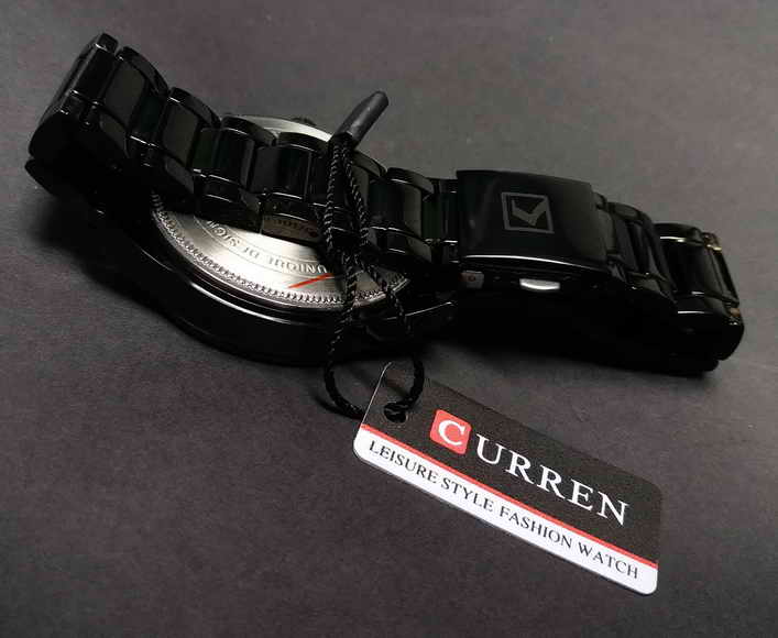 320   นาฬิกาควอทซ์ แฟชั่น  แบบเข็ม Curren   สแตนเลส  BLACK  STEEL เข็มชุบเงิน