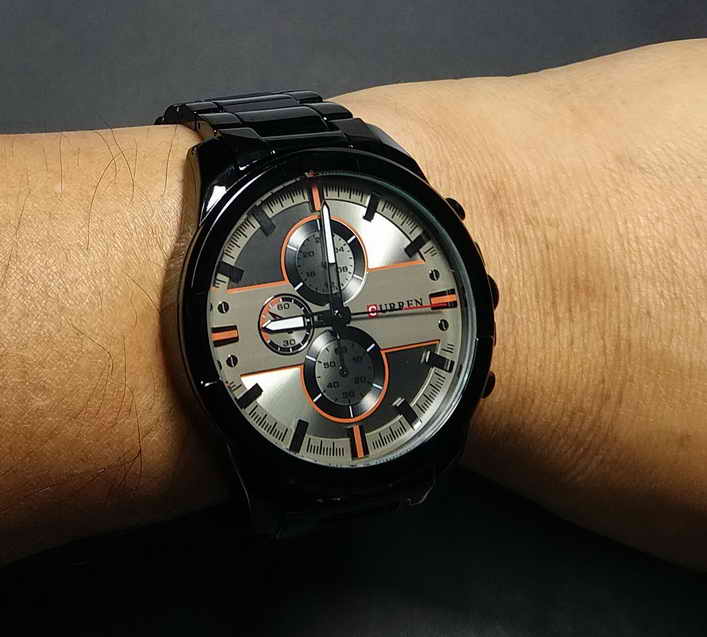 320   นาฬิกาควอทซ์ แฟชั่น  แบบเข็ม Curren   สแตนเลส  BLACK  STEEL เข็มชุบเงิน
