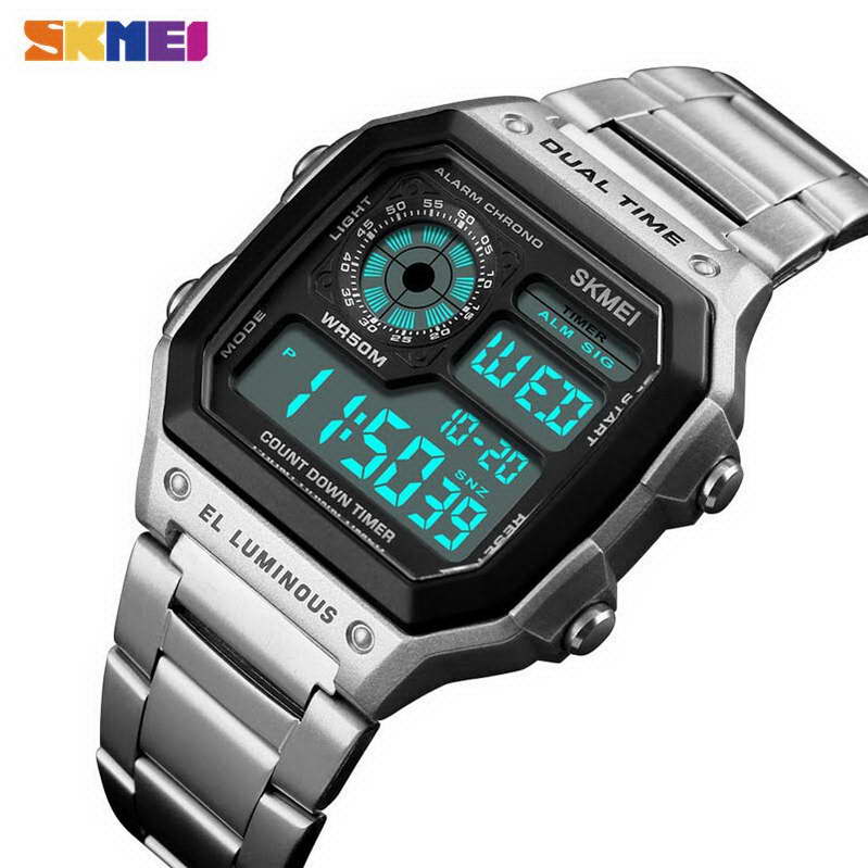 นาฬิกา ดิจิตอล สายสแตนเลส  กันน้ำ SKMEI 1335 