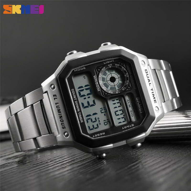 นาฬิกา ดิจิตอล สายสแตนเลส  กันน้ำ SKMEI 1335 