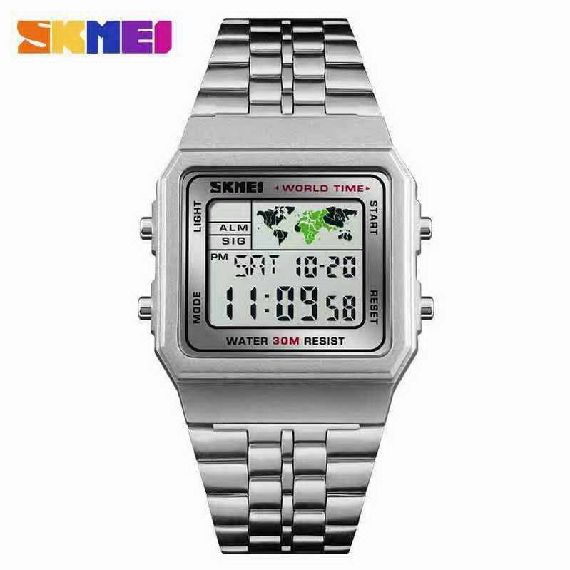 SKMEI นาฬิกาข้อมือ รุ่น SKMEI 1338 สายสแตนเลส   เจ๋งสุดๆด้วยฟังก์ชั่น World Time ดูเวลาโลก