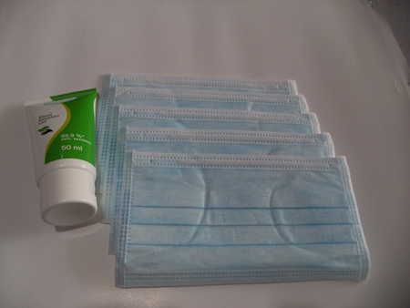 @@เคาะเดียว@@ เจลอนามัย Edwards  Hand  Sanitizer  Gel 50 ml+หน้ากากอนามัย 5 ชิ้นเป็นของใหม่ 3 ชั้น