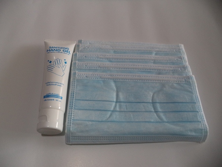 @@เคาะเดียว@@ เจลอนามัย Sanitizing  Hand  Gel 60 ml+หน้ากากอนามัย 5 ชิ้นเป็นของใหม่ 3 ชั้น 