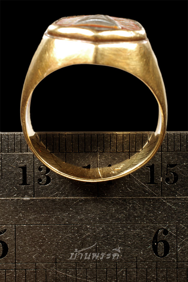 หัวแหวนหลวงพ่อโสธร เนื้อเงินลงยาสีแดง ปี 2503 ตัวเรือนทองคำ 90%