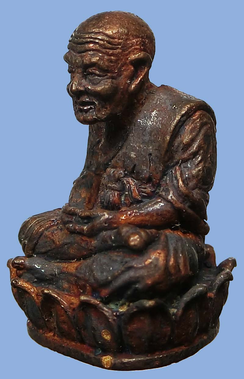 รูปหล่อเศรษฐีใหญ่หลวงปู่ทวด เนื้อทองแดงชนวนหล่อโบราณรุ่นแรก วัดเสมาเมือง หมายเลข 214 ปี 2552