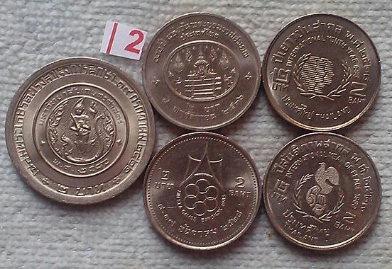 เหรียญ 2 บาท 5 เหรียญ 5 วาระ 2
