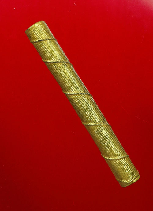 ตะกรุดโทน หลวงพ่อแพ ปี2522 เนื้อตะกั่วถักเชือกลงรักปิดทอง วัดพิกุลทอง จ.สิงห์บุรี (ขนาด3นิ้ว) พร้อมบ