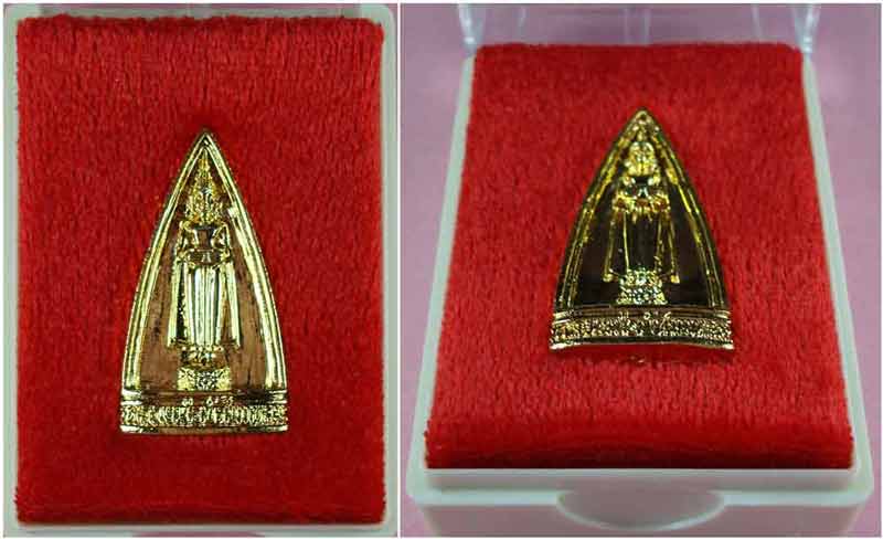 หลวงพ่อบ้านแหลม วัดเพชรสมุทรวรวิหาร จ.สมุทรสงคราม พิมพ์ 2 หน้า เนื้อระฆังกะไหล่ทอง  ปี 2541