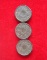 เหรียญหนึ่งสตางค์ เลขอารบิก รัฐบาลไทย ปี 2487 เนื้อดีบุก ชุดสามเหรียญ