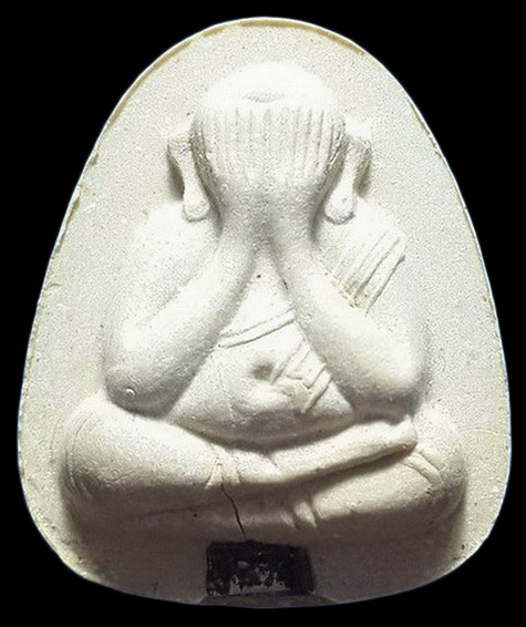 พระปิดตาหลวงปู่โต๊ะ วัดประดู่ฉิมพลี รุ่นเพชรรุ่งโรจน์ ปี35 ฝังตะกรุดเงิน1ดอก ผสมผงเก่า 